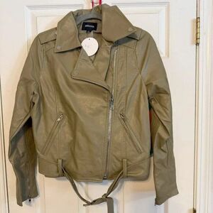 Zenana Olive Green Faux Leather Moto Jacket – Size XL, NWT